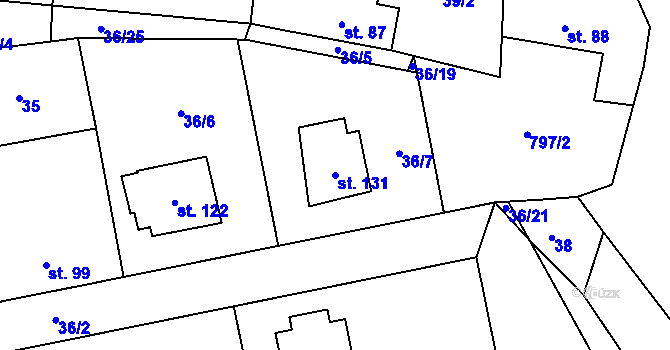 Parcela st. 131 v KÚ Kámen u Habrů, Katastrální mapa
