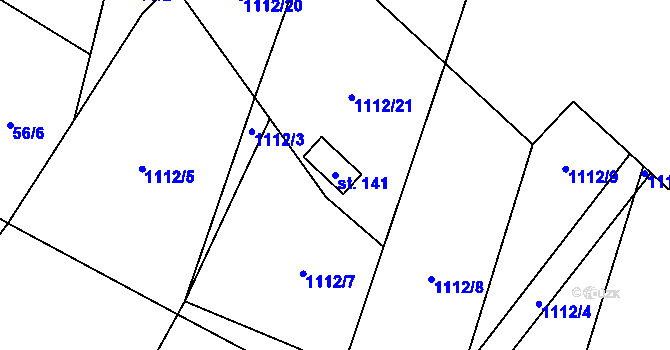 Parcela st. 141 v KÚ Kámen u Habrů, Katastrální mapa