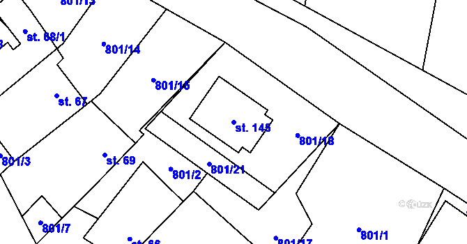 Parcela st. 145 v KÚ Kámen u Habrů, Katastrální mapa