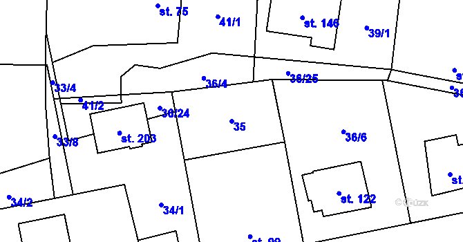 Parcela st. 35 v KÚ Kámen u Habrů, Katastrální mapa