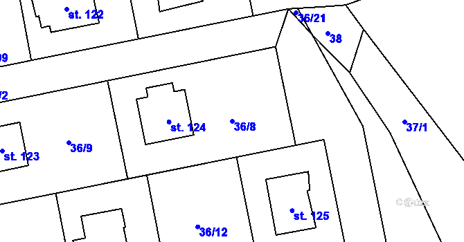 Parcela st. 36/8 v KÚ Kámen u Habrů, Katastrální mapa