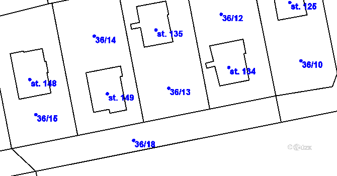 Parcela st. 36/13 v KÚ Kámen u Habrů, Katastrální mapa