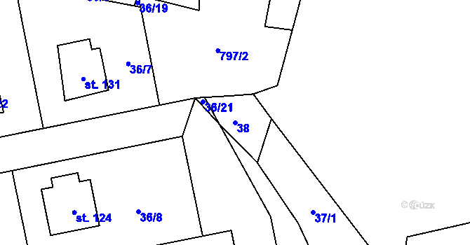 Parcela st. 38 v KÚ Kámen u Habrů, Katastrální mapa