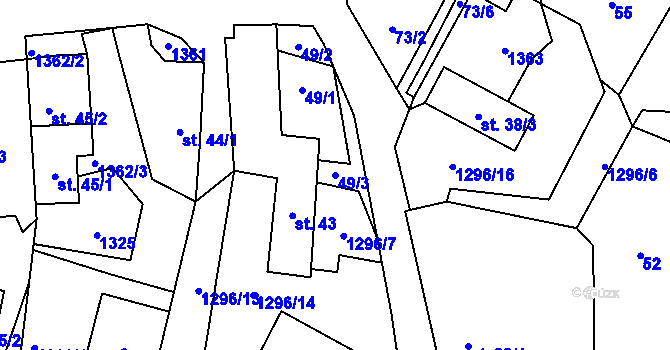Parcela st. 49/3 v KÚ Kámen u Habrů, Katastrální mapa