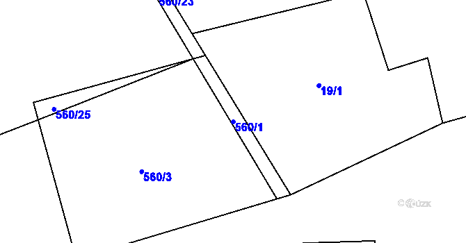 Parcela st. 560/1 v KÚ Kámen u Habrů, Katastrální mapa