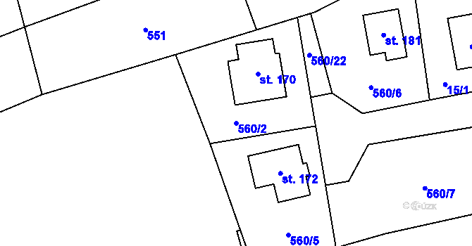 Parcela st. 560/2 v KÚ Kámen u Habrů, Katastrální mapa