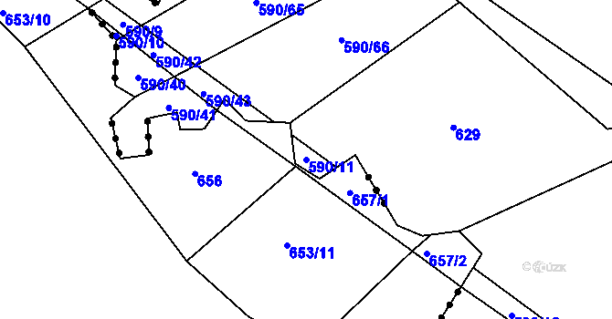 Parcela st. 590/11 v KÚ Kámen u Habrů, Katastrální mapa