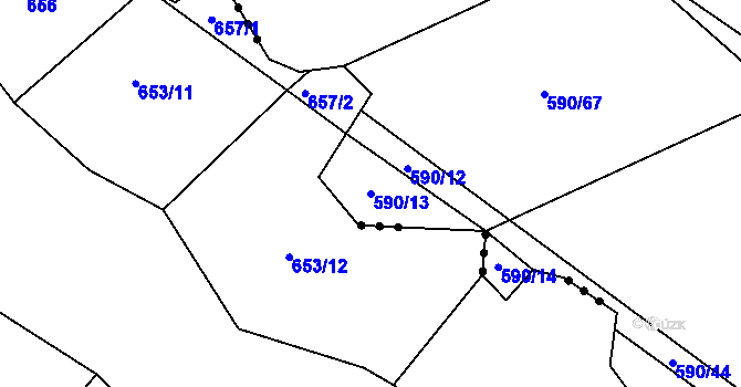 Parcela st. 590/13 v KÚ Kámen u Habrů, Katastrální mapa