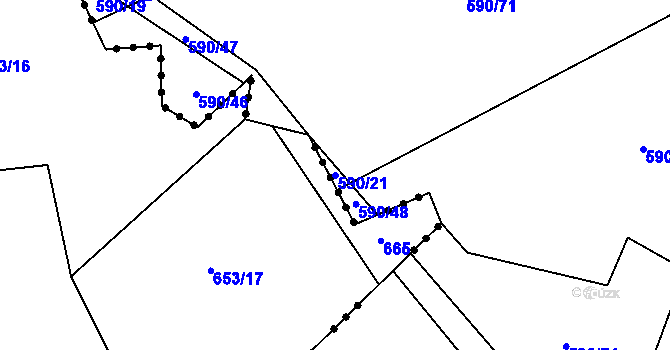 Parcela st. 590/21 v KÚ Kámen u Habrů, Katastrální mapa