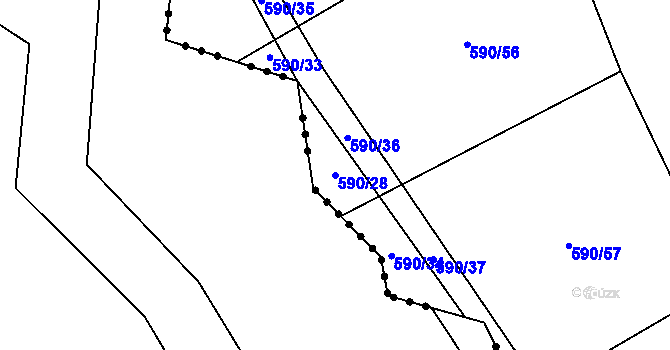 Parcela st. 590/28 v KÚ Kámen u Habrů, Katastrální mapa