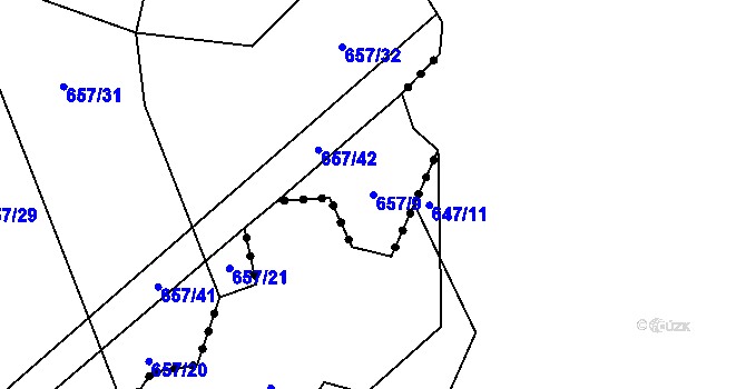 Parcela st. 657/9 v KÚ Kámen u Habrů, Katastrální mapa
