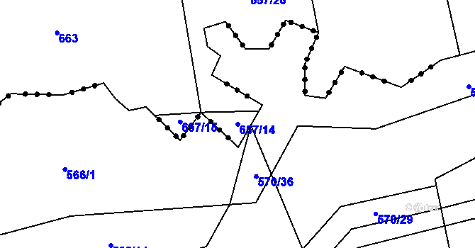 Parcela st. 657/14 v KÚ Kámen u Habrů, Katastrální mapa