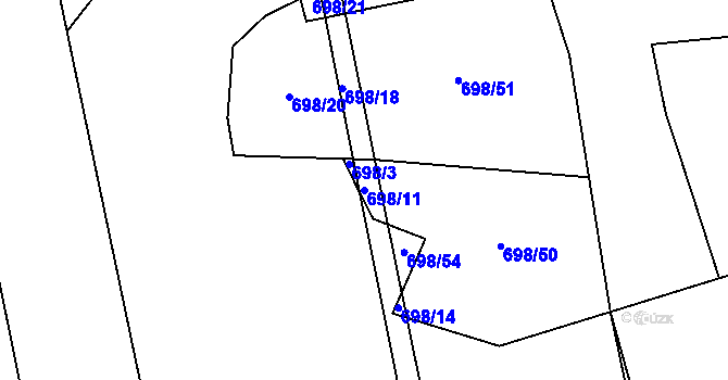 Parcela st. 698/11 v KÚ Kámen u Habrů, Katastrální mapa
