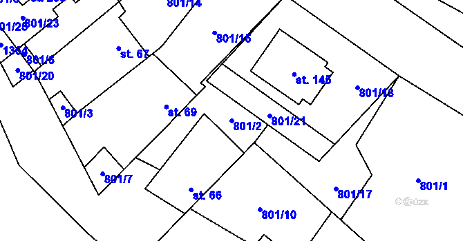 Parcela st. 801/2 v KÚ Kámen u Habrů, Katastrální mapa