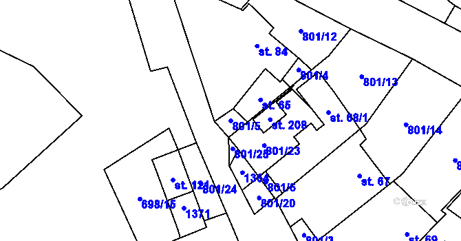 Parcela st. 801/5 v KÚ Kámen u Habrů, Katastrální mapa