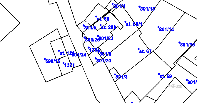 Parcela st. 801/6 v KÚ Kámen u Habrů, Katastrální mapa
