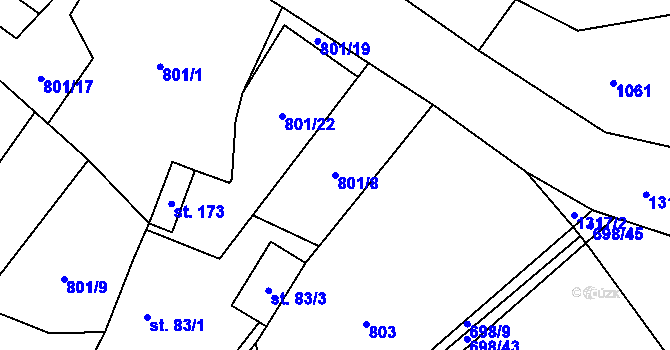 Parcela st. 801/8 v KÚ Kámen u Habrů, Katastrální mapa