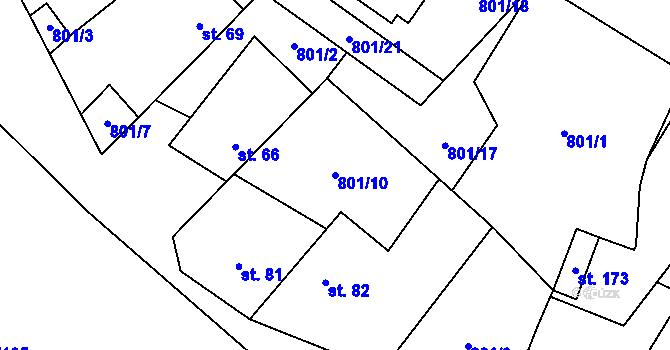 Parcela st. 801/10 v KÚ Kámen u Habrů, Katastrální mapa