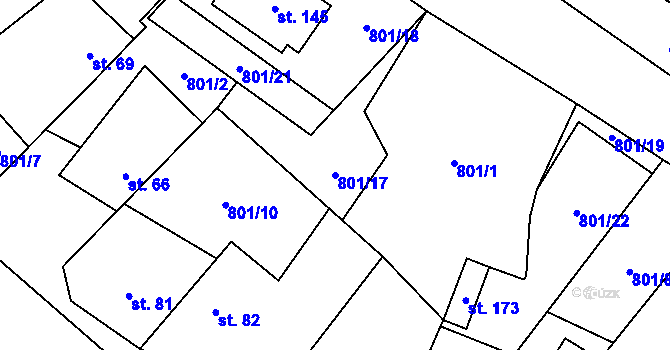Parcela st. 801/17 v KÚ Kámen u Habrů, Katastrální mapa