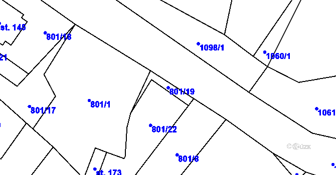 Parcela st. 801/19 v KÚ Kámen u Habrů, Katastrální mapa