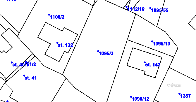 Parcela st. 1095/3 v KÚ Kámen u Habrů, Katastrální mapa