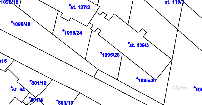 Parcela st. 1095/28 v KÚ Kámen u Habrů, Katastrální mapa