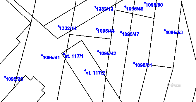 Parcela st. 1095/42 v KÚ Kámen u Habrů, Katastrální mapa
