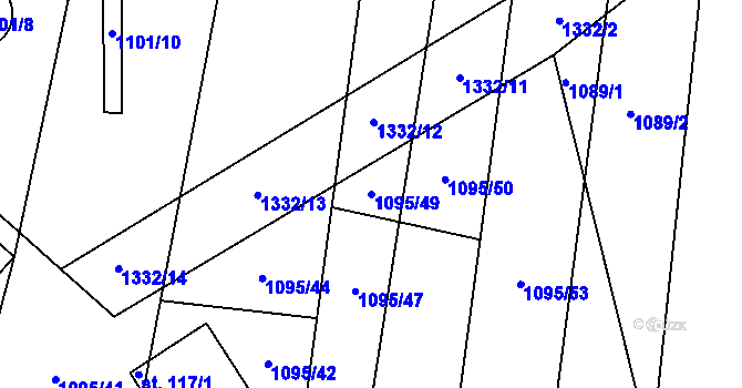 Parcela st. 1095/49 v KÚ Kámen u Habrů, Katastrální mapa