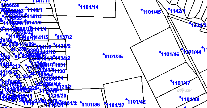 Parcela st. 1101/35 v KÚ Kámen u Habrů, Katastrální mapa