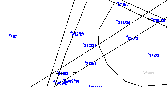 Parcela st. 312/21 v KÚ Kámen u Habrů, Katastrální mapa