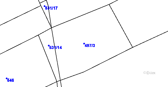 Parcela st. 497/3 v KÚ Kámen u Habrů, Katastrální mapa