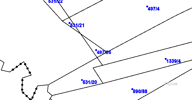 Parcela st. 497/26 v KÚ Kámen u Habrů, Katastrální mapa