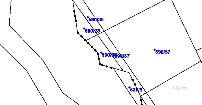 Parcela st. 590/34 v KÚ Kámen u Habrů, Katastrální mapa