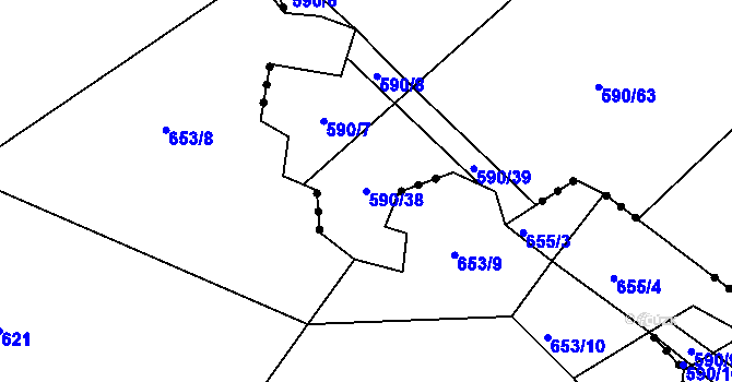 Parcela st. 590/38 v KÚ Kámen u Habrů, Katastrální mapa