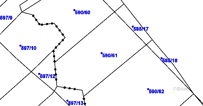 Parcela st. 590/61 v KÚ Kámen u Habrů, Katastrální mapa