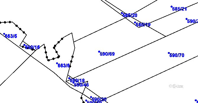 Parcela st. 590/69 v KÚ Kámen u Habrů, Katastrální mapa