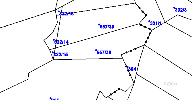 Parcela st. 657/38 v KÚ Kámen u Habrů, Katastrální mapa