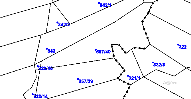 Parcela st. 657/40 v KÚ Kámen u Habrů, Katastrální mapa