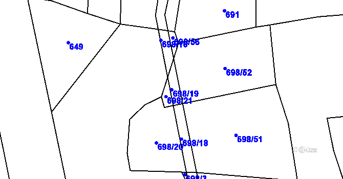 Parcela st. 698/19 v KÚ Kámen u Habrů, Katastrální mapa