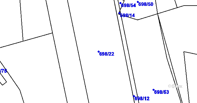 Parcela st. 698/22 v KÚ Kámen u Habrů, Katastrální mapa
