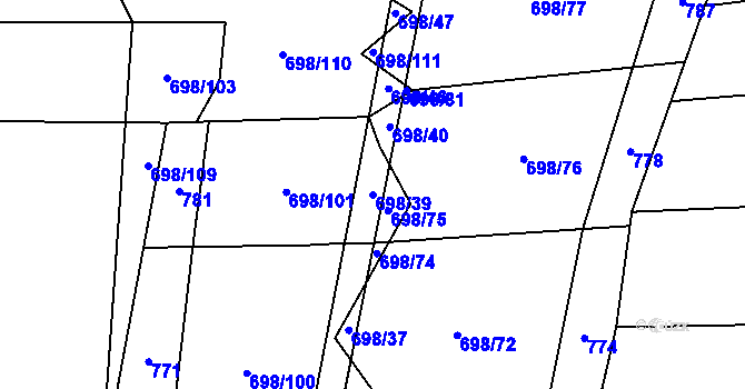 Parcela st. 698/39 v KÚ Kámen u Habrů, Katastrální mapa