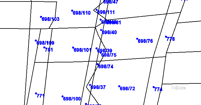 Parcela st. 698/75 v KÚ Kámen u Habrů, Katastrální mapa