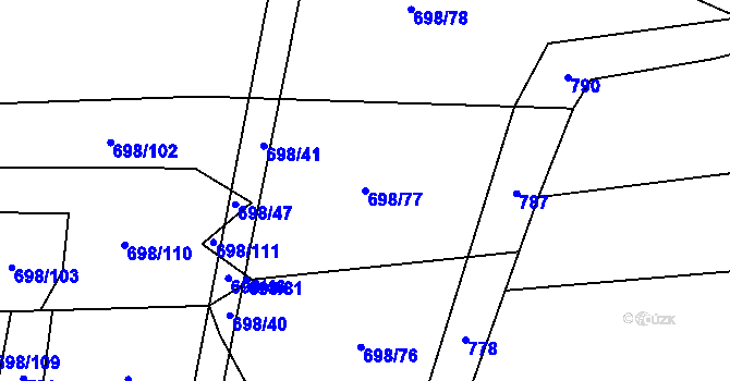 Parcela st. 698/77 v KÚ Kámen u Habrů, Katastrální mapa