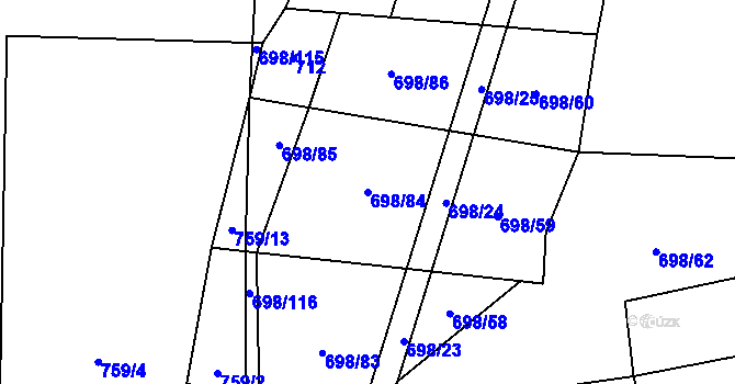 Parcela st. 698/84 v KÚ Kámen u Habrů, Katastrální mapa