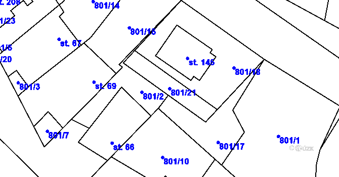 Parcela st. 801/21 v KÚ Kámen u Habrů, Katastrální mapa
