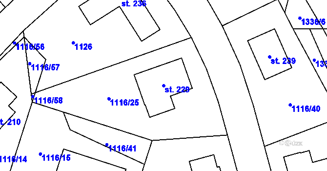 Parcela st. 229 v KÚ Kámen u Habrů, Katastrální mapa