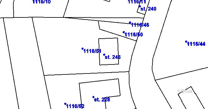 Parcela st. 246 v KÚ Kámen u Habrů, Katastrální mapa