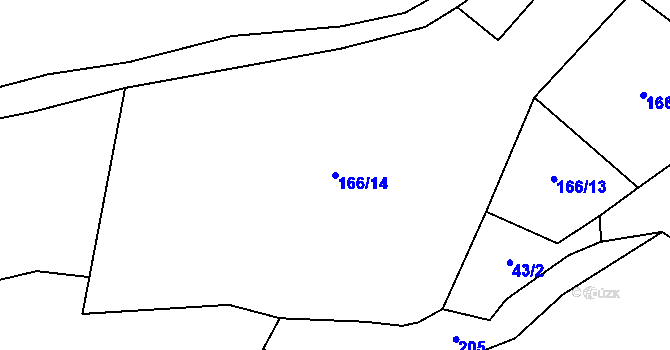 Parcela st. 166/14 v KÚ Proseč u Kamene, Katastrální mapa
