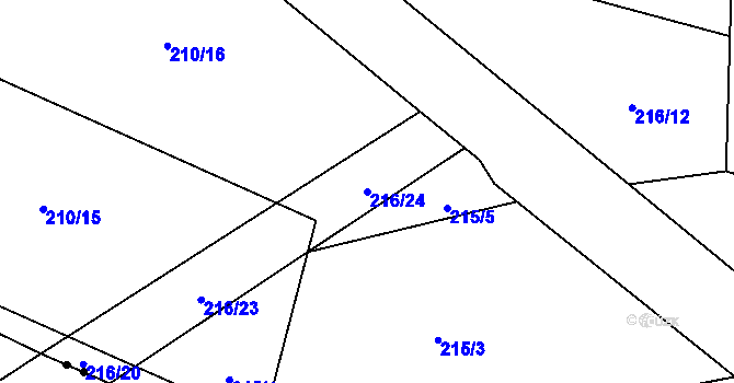 Parcela st. 216/24 v KÚ Proseč u Kamene, Katastrální mapa
