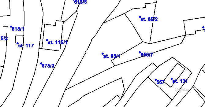 Parcela st. 65/1 v KÚ Kamenec u Radnic, Katastrální mapa